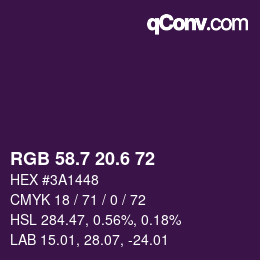 カラーコード: RGB 58.7 20.6 72 | qconv.com