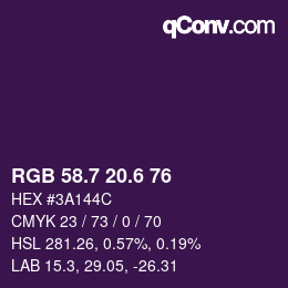 カラーコード: RGB 58.7 20.6 76 | qconv.com