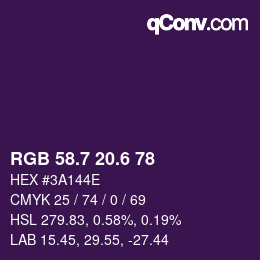カラーコード: RGB 58.7 20.6 78 | qconv.com