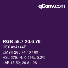 カラーコード: RGB 58.7 20.6 79 | qconv.com