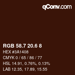 カラーコード: RGB 58.7 20.6 8 | qconv.com