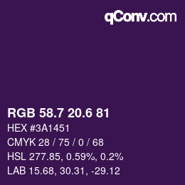 カラーコード: RGB 58.7 20.6 81 | qconv.com