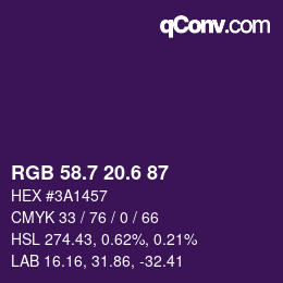 カラーコード: RGB 58.7 20.6 87 | qconv.com