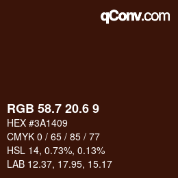 カラーコード: RGB 58.7 20.6 9 | qconv.com