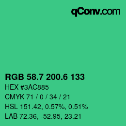 カラーコード: RGB 58.7 200.6 133 | qconv.com