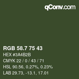 カラーコード: RGB 58.7 75 43 | qconv.com