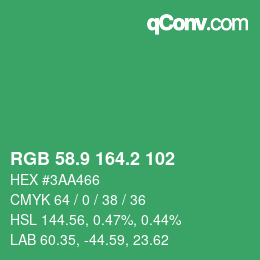 カラーコード: RGB 58.9 164.2 102 | qconv.com