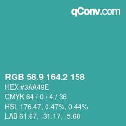カラーコード: RGB 58.9 164.2 158 | qconv.com