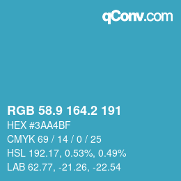 カラーコード: RGB 58.9 164.2 191 | qconv.com