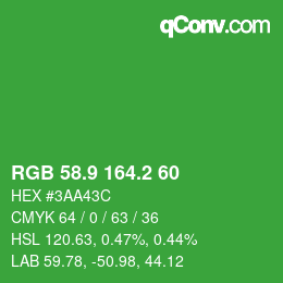 カラーコード: RGB 58.9 164.2 60 | qconv.com