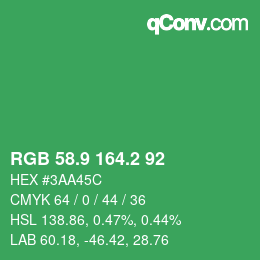 カラーコード: RGB 58.9 164.2 92 | qconv.com
