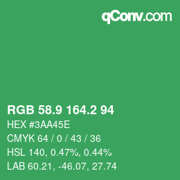 カラーコード: RGB 58.9 164.2 94 | qconv.com