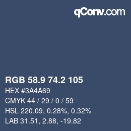 カラーコード: RGB 58.9 74.2 105 | qconv.com