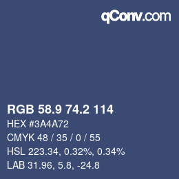 Color code: RGB 58.9 74.2 114 | qconv.com