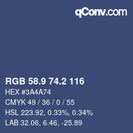 カラーコード: RGB 58.9 74.2 116 | qconv.com