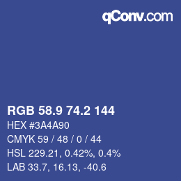 カラーコード: RGB 58.9 74.2 144 | qconv.com