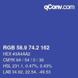 カラーコード: RGB 58.9 74.2 162 | qconv.com