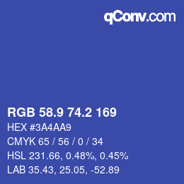 カラーコード: RGB 58.9 74.2 169 | qconv.com