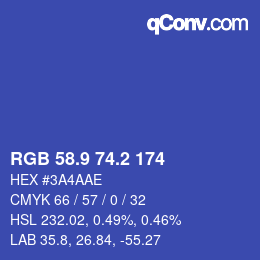 カラーコード: RGB 58.9 74.2 174 | qconv.com
