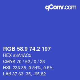 カラーコード: RGB 58.9 74.2 197 | qconv.com