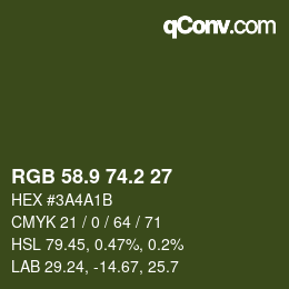 Color code: RGB 58.9 74.2 27 | qconv.com