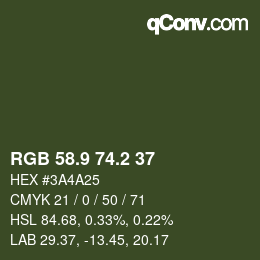 カラーコード: RGB 58.9 74.2 37 | qconv.com