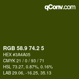 カラーコード: RGB 58.9 74.2 5 | qconv.com
