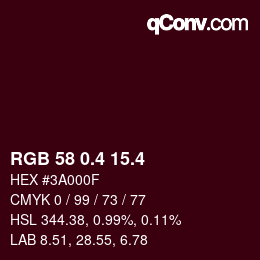 カラーコード: RGB 58 0.4 15.4 | qconv.com