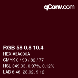 カラーコード: RGB 58 0.8 10.4 | qconv.com