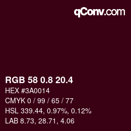カラーコード: RGB 58 0.8 20.4 | qconv.com