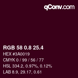 カラーコード: RGB 58 0.8 25.4 | qconv.com