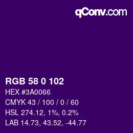 Code couleur: RGB 58 0 102 | qconv.com
