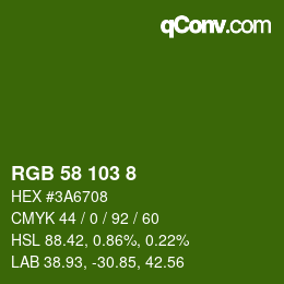 カラーコード: RGB 58 103 8 | qconv.com