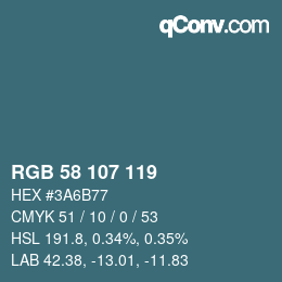 Code couleur: RGB 58 107 119 | qconv.com