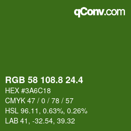 カラーコード: RGB 58 108.8 24.4 | qconv.com