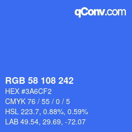 Color code: RGB 58 108 242 | qconv.com