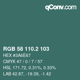 カラーコード: RGB 58 110.2 103 | qconv.com