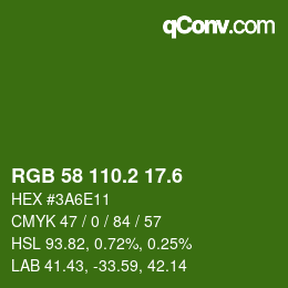 カラーコード: RGB 58 110.2 17.6 | qconv.com