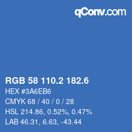 カラーコード: RGB 58 110.2 182.6 | qconv.com