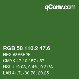 カラーコード: RGB 58 110.2 47.6 | qconv.com