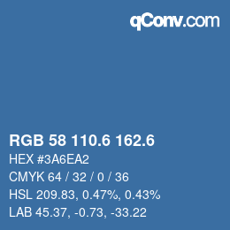 カラーコード: RGB 58 110.6 162.6 | qconv.com