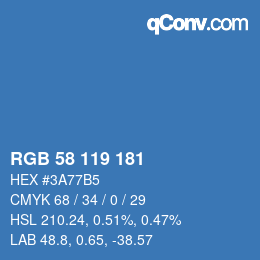 Color code: RGB 58 119 181 | qconv.com