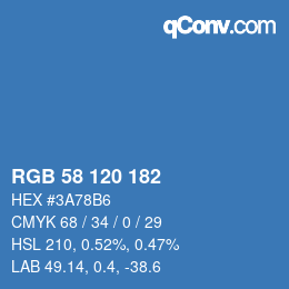 Color code: RGB 58 120 182 | qconv.com