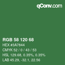 Código de color: RGB 58 120 68 | qconv.com