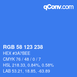 Color code: RGB 58 123 238 | qconv.com