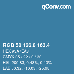 カラーコード: RGB 58 126.8 163.4 | qconv.com