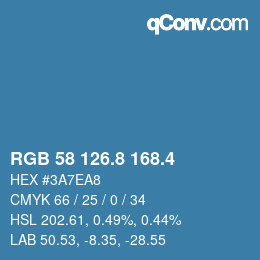 カラーコード: RGB 58 126.8 168.4 | qconv.com
