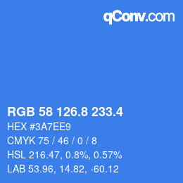 カラーコード: RGB 58 126.8 233.4 | qconv.com