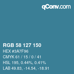 颜色代码: RGB 58 127 150 | qconv.com