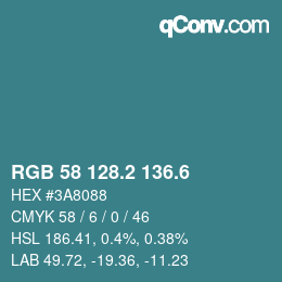 カラーコード: RGB 58 128.2 136.6 | qconv.com